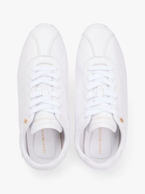 Άσπρο TH Monogram Δερμάτινα Sneakers Με Χαμηλό Κόψιμο  Γυναίκες
