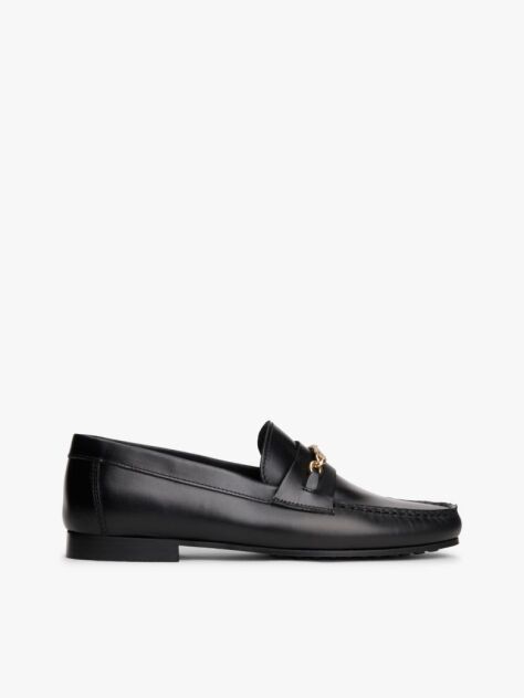 Μαύρο TH Monogram Δερμάτινα Loafers Με Διακοσμητική Αλυσίδα  Γυναίκες
