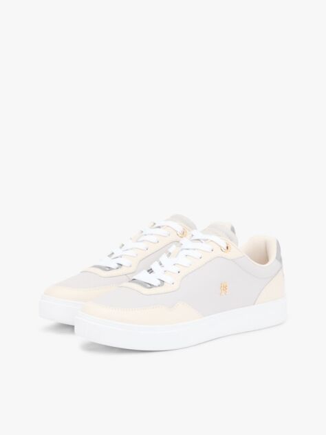 Multi Leather Mixed Texture Cupsole Trainers  Women