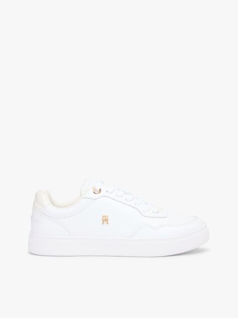 Άσπρο Δερμάτινα Sneakers Με Μίξη Υφών  Γυναίκες