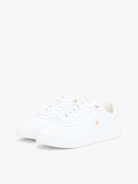 Άσπρο Δερμάτινα Sneakers Με Μίξη Υφών  Γυναίκες