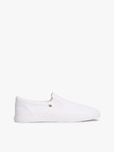 White Low Profile Canvas Slip-On Trainers  Women