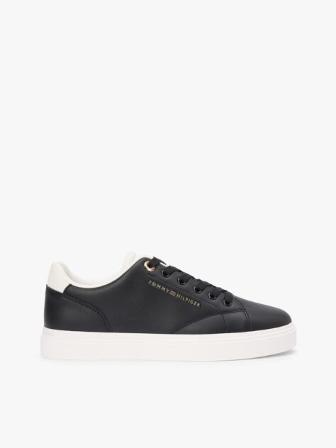 Μαύρο Δερμάτινα Sneakers Με Λογότυπο  Γυναίκες