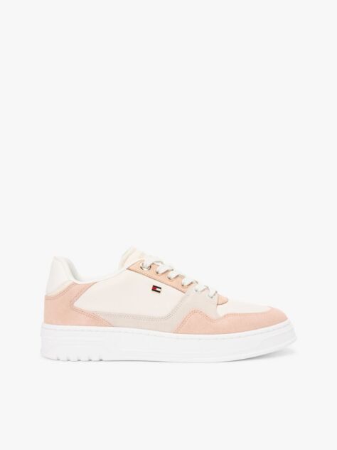 Multi Enamel Flag Leather Court Trainers  Women