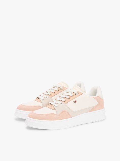 Multi Enamel Flag Leather Court Trainers  Women