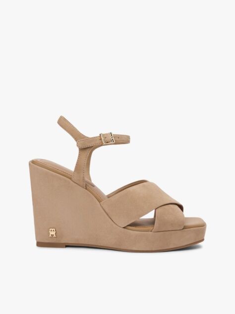 Brown Suede High Wedge Heel Sandals  Women
