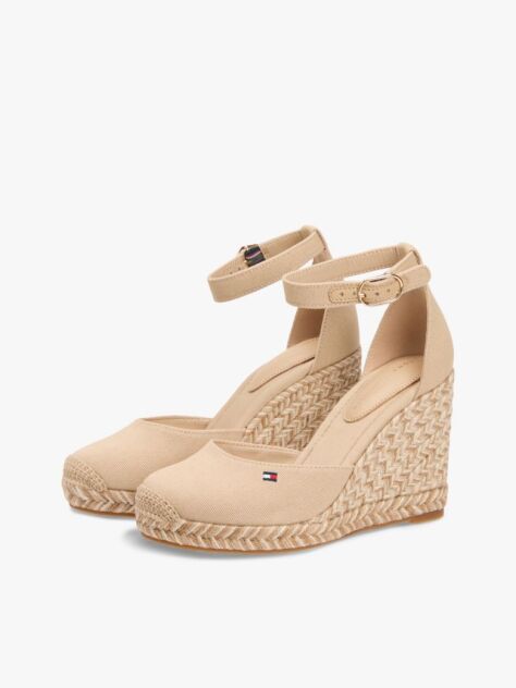 Beige Canvas High Wedge Espadrilles  Women