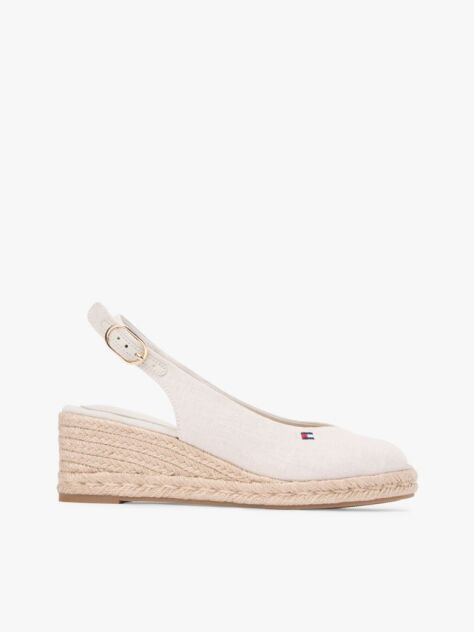 Beige Hemp Slingback Wedge Espadrilles  Women