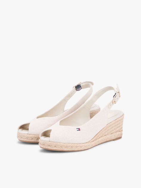 Beige Hemp Slingback Wedge Espadrilles  Women