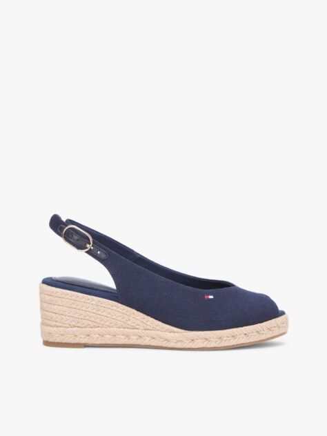 Blue Hemp Slingback Wedge Espadrilles  Women