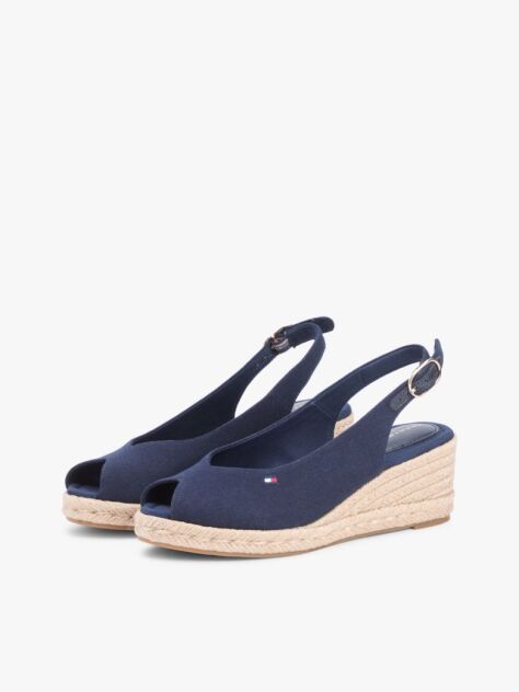 Blue Hemp Slingback Wedge Espadrilles  Women