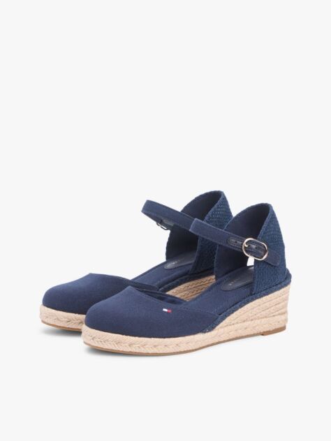 Blue Canvas Wedge Espadrilles  Women