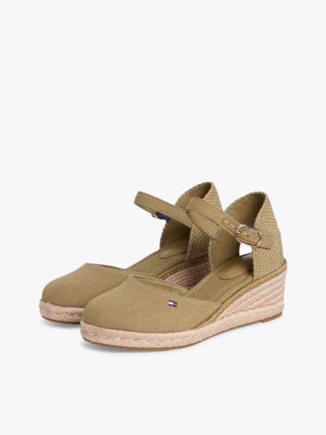 Green Canvas Wedge Espadrilles  Women