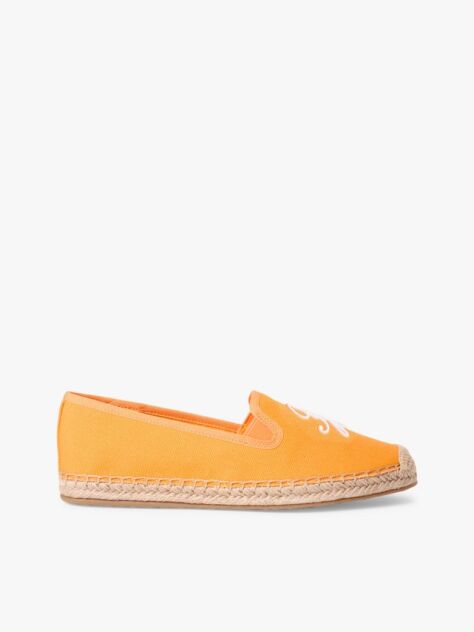 Orange Logo Embroidery Canvas Espadrilles  Women
