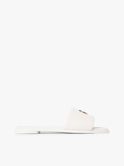 Beige Leather TH Monogram Strap Mules  Women