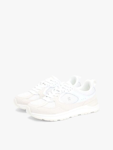 White Tonal TH Monogram Mixed Texture Trainers  Women