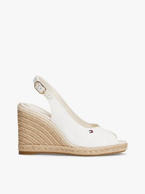 White Hemp Slingback Wedge Espadrilles  Women
