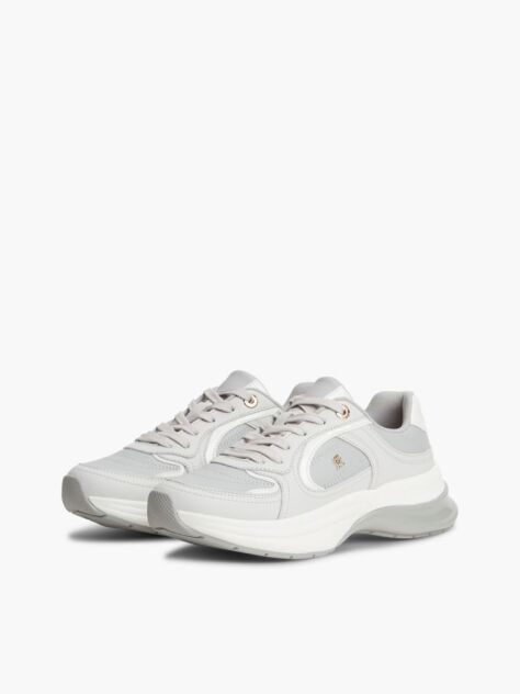 Grey TH Monogram Leather Chunky Sneakers  Women