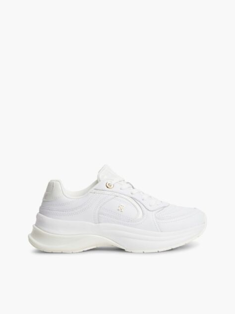 White TH Monogram Leather Chunky Sneakers  Women