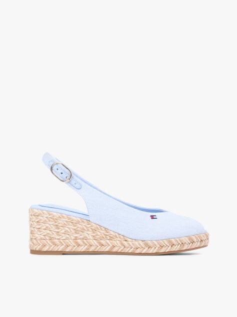 Blue Hemp Slingback Wedge Espadrilles  Women