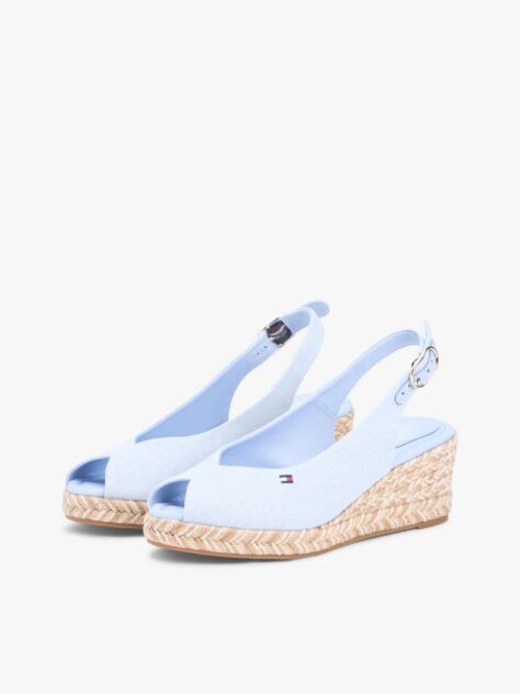 Blue Hemp Slingback Wedge Espadrilles  Women