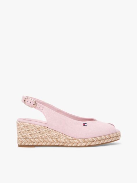 Pink Hemp Slingback Wedge Espadrilles  Women