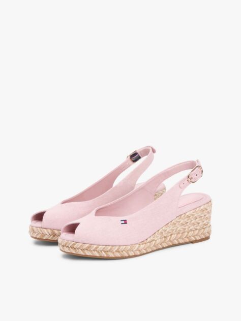 Pink Hemp Slingback Wedge Espadrilles  Women