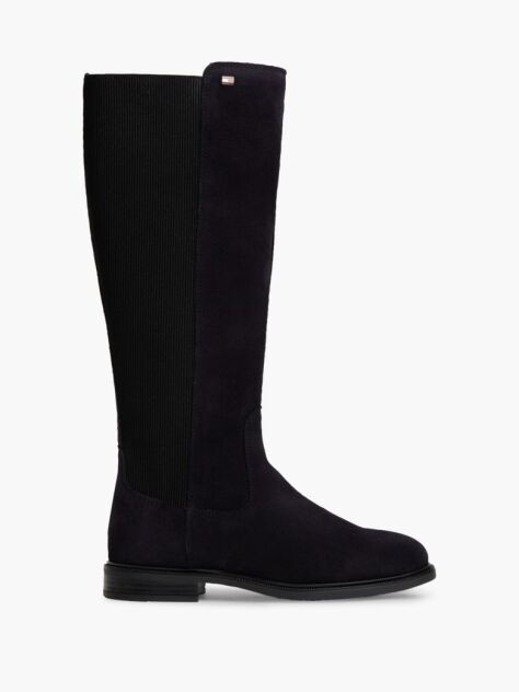 Blue Enamel Flag Suede High Chelsea Boots  Women