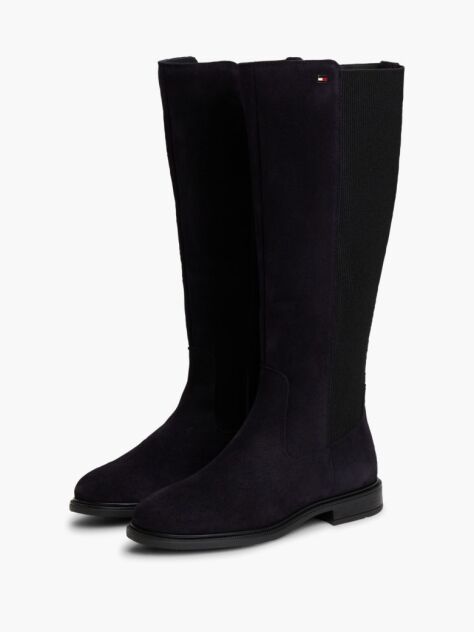 Blue Enamel Flag Suede High Chelsea Boots  Women