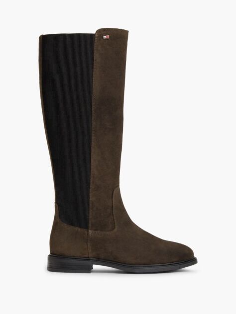 Brown Enamel Flag Suede High Chelsea Boots  Women