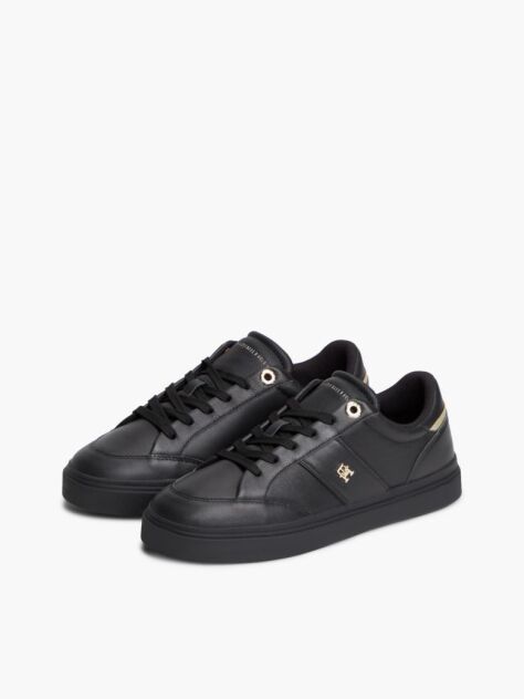 Μαύρο Δερμάτινα Sneakers Με Ανάγλυφο Φινίρισμα  Γυναίκες