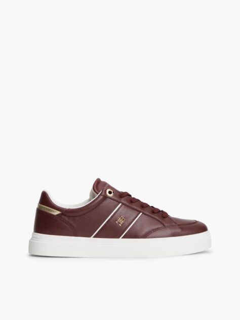 Κόκκινο Δερμάτινα Sneakers Με Ανάγλυφο Φινίρισμα  Γυναίκες