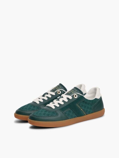 Πράσινο Δερμάτινα Sneakers Με Ανάγλυφο Σχέδιο TH Monogram   Γυναίκες