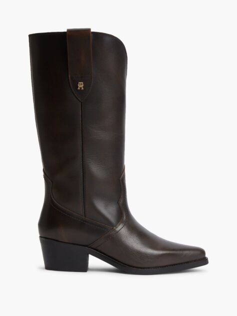 Brown TH Monogram Leather Cowboy Boots  Women