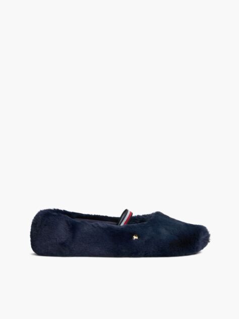 Blue Faux Fur Ballerina Slippers  Women