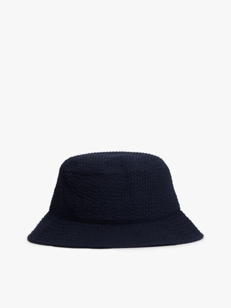 Blue Kids' Wavy Flag Seersucker Bucket Hat  Kids Unisex
