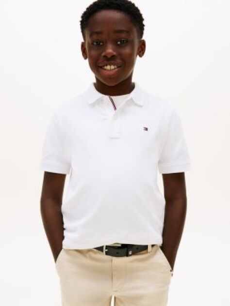 White Essential Flag Embroidery Regular Fit Polo  Boys