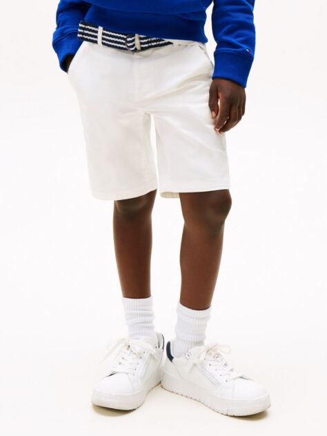 White Belted Woven Shorts  Boys