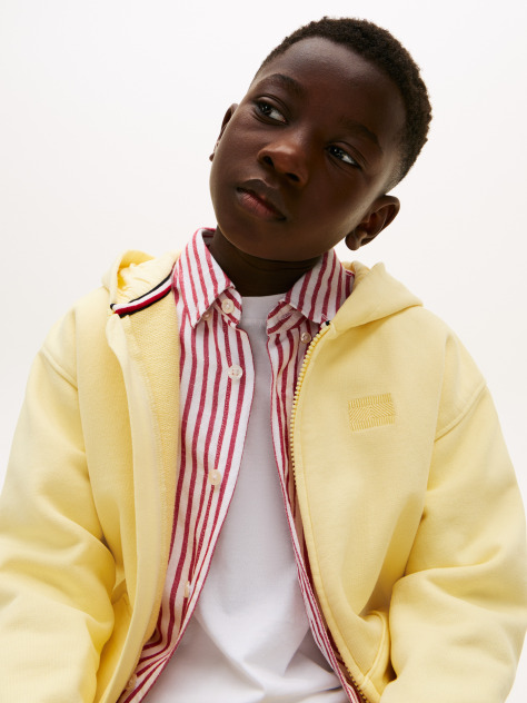 Yellow Tonal Flag Embroidery Zip-Thru Hoody  Boys