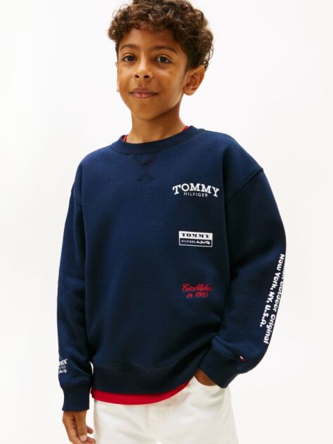 Blue Varsity Mixed Graphic Crew Neck Sweatshirt  Boys