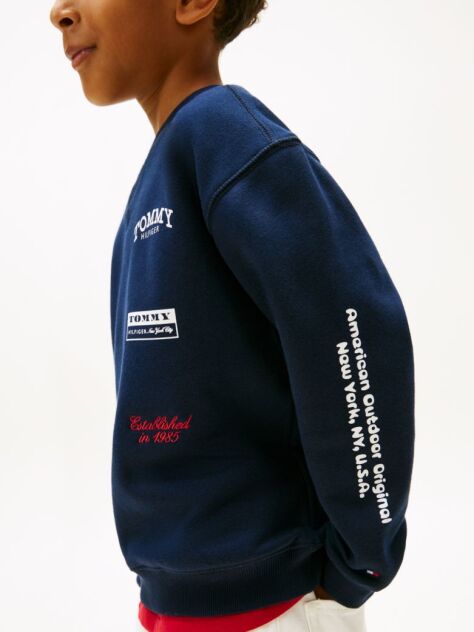 Blue Varsity Mixed Graphic Crew Neck Sweatshirt  Boys