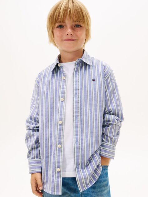 Blue Festive Regular Fit Stripe Oxford Shirt  Boys