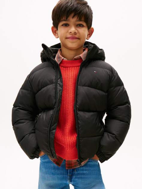 Black Essential Down Puffer Jacket  Boys