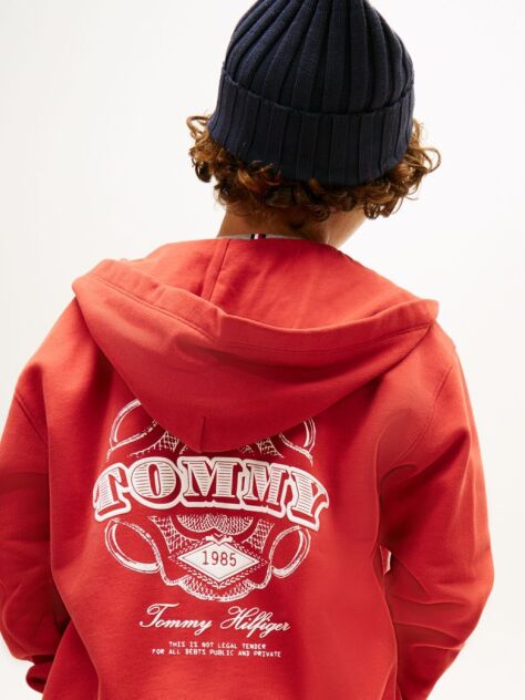 Κόκκινο Hoody Με Φερμουάρ Και Λογότυπο  Αγόρια