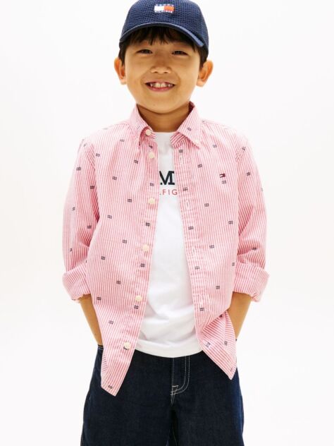 Multi Regular Fit Flag Print Stripe Shirt  Boys