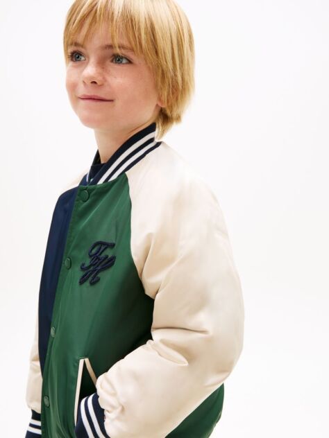 Multi Logo Embroidery Relaxed Raglan Bomber Jacket  Boys