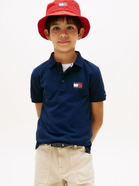 Blue Regular Fit Wavy Flag Polo Shirt  Boys