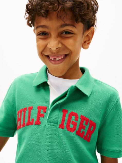 Green Regular Fit Textured Polo Shirt  Boys