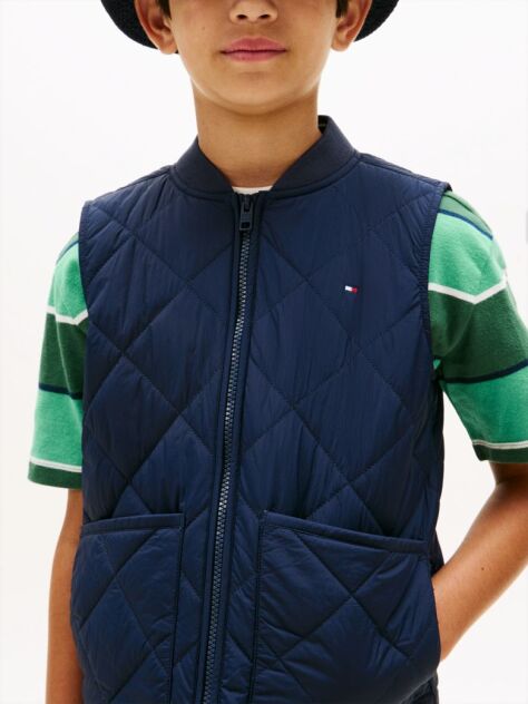 Blue Lightweight Diamond Quilted Gilet  Boys