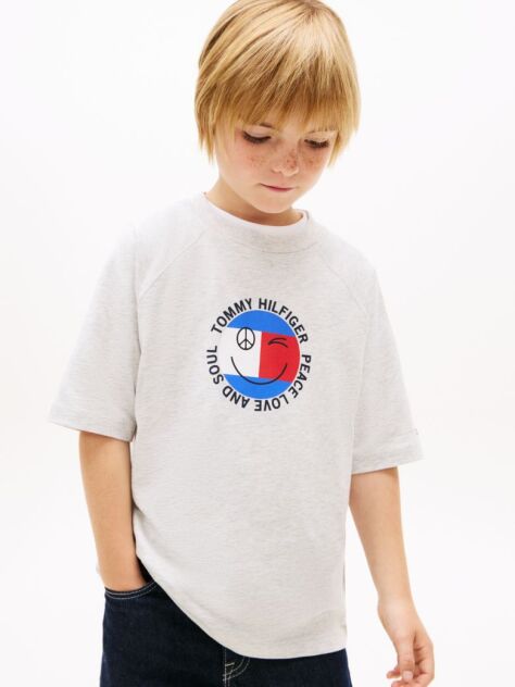 Grey Smiley Flag Logo Jersey T-Shirt  Boys